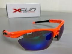 Occhiale XF01 colore Orange Fluo con lenti a specchio Blu